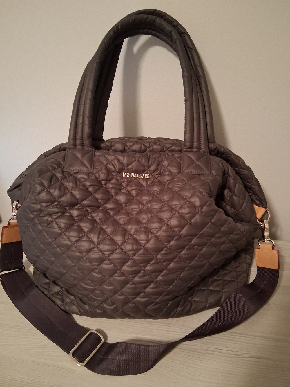 MZ Wallace Medium Sutton Quilted Tote Bag in Dark Gray
